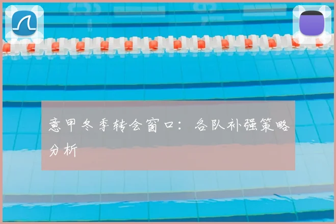 意甲冬季转会窗口:各队补强策略分析